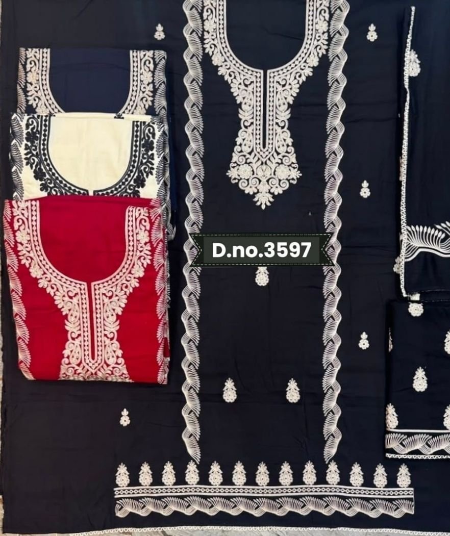 D.NO. 4017 Anarkali Embroidered Suit Set