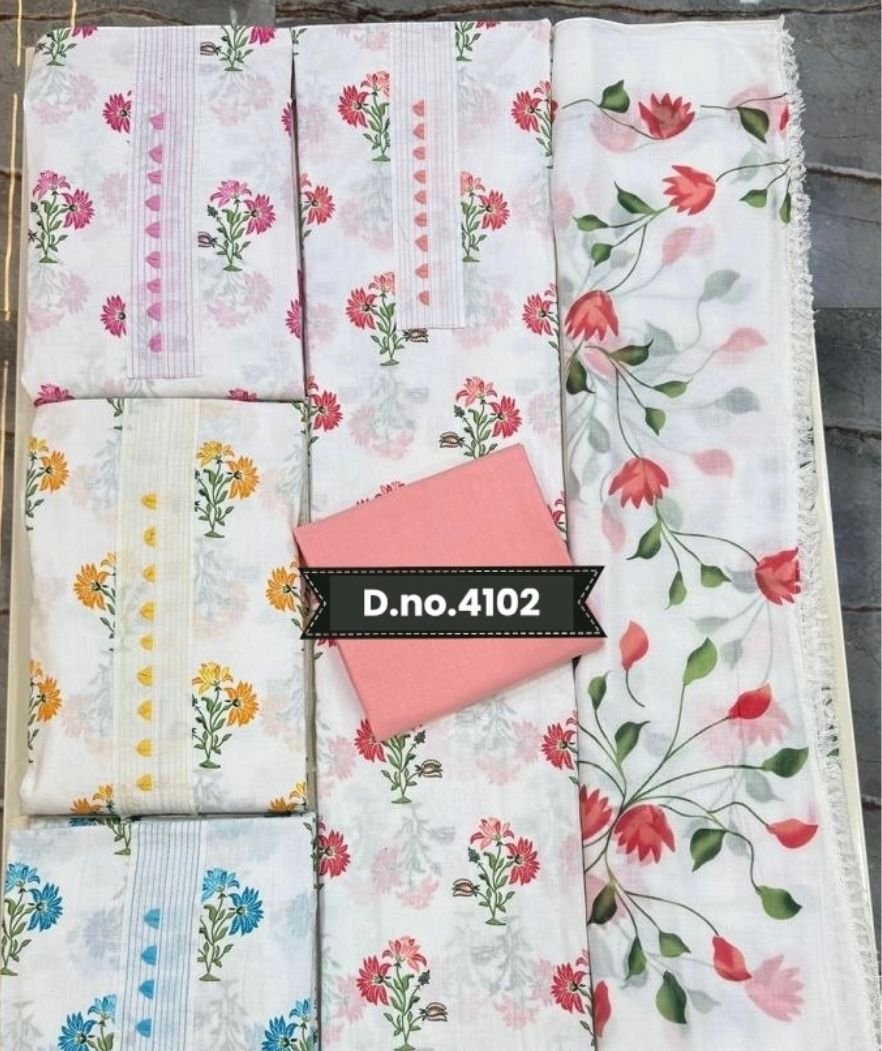 D.NO. 3889 Cotton Printed Suit Set