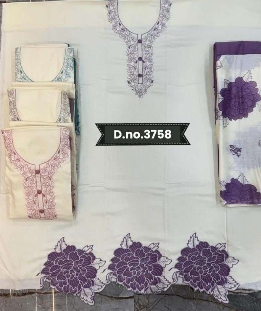 D.NO. 3768 Rayon Embroidery Work Suit