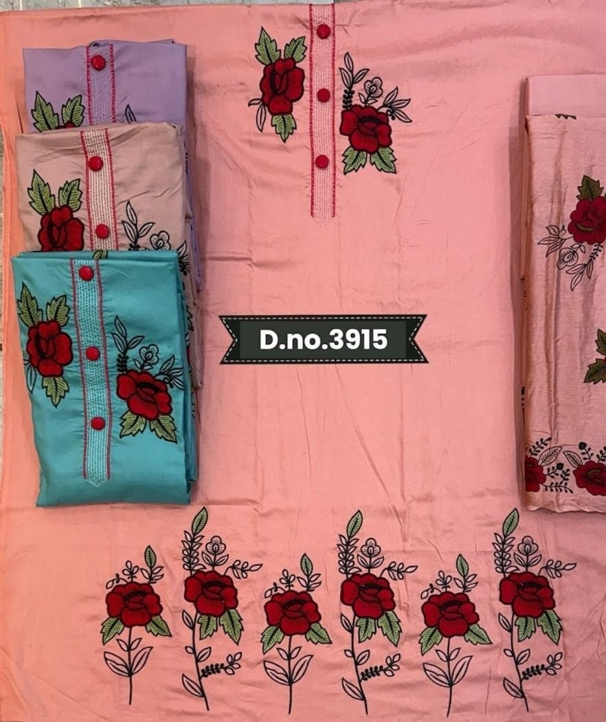 D.NO. 3915 Rayon Embroidery Work Suit