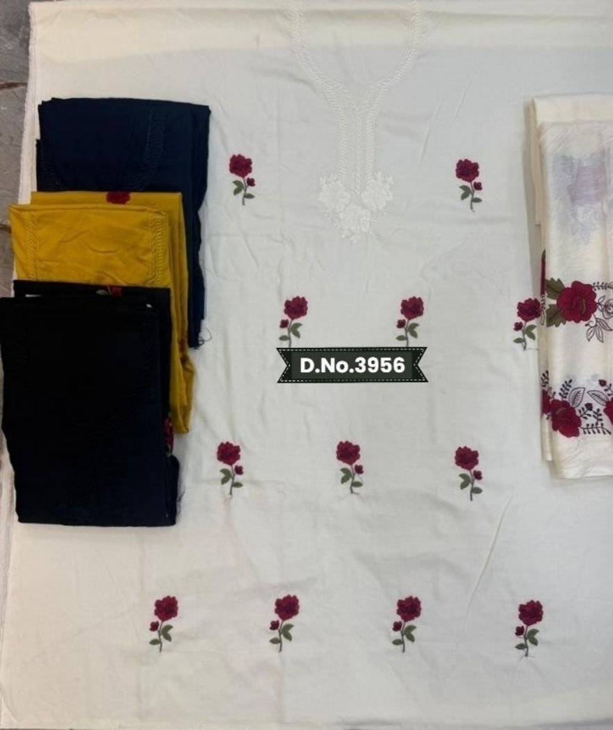 D.NO. 3986 Rayon Embroidery Work Suit
