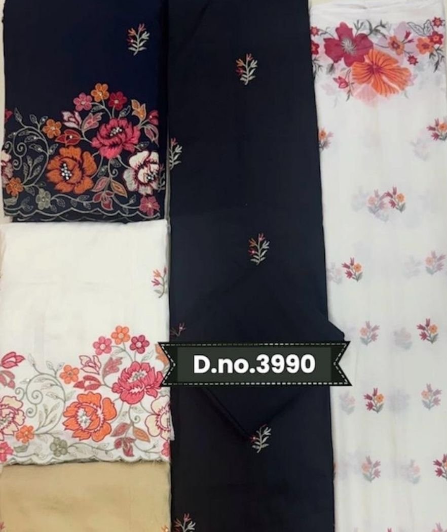 D.NO. 3890 Rayon Embroidery Work Suit