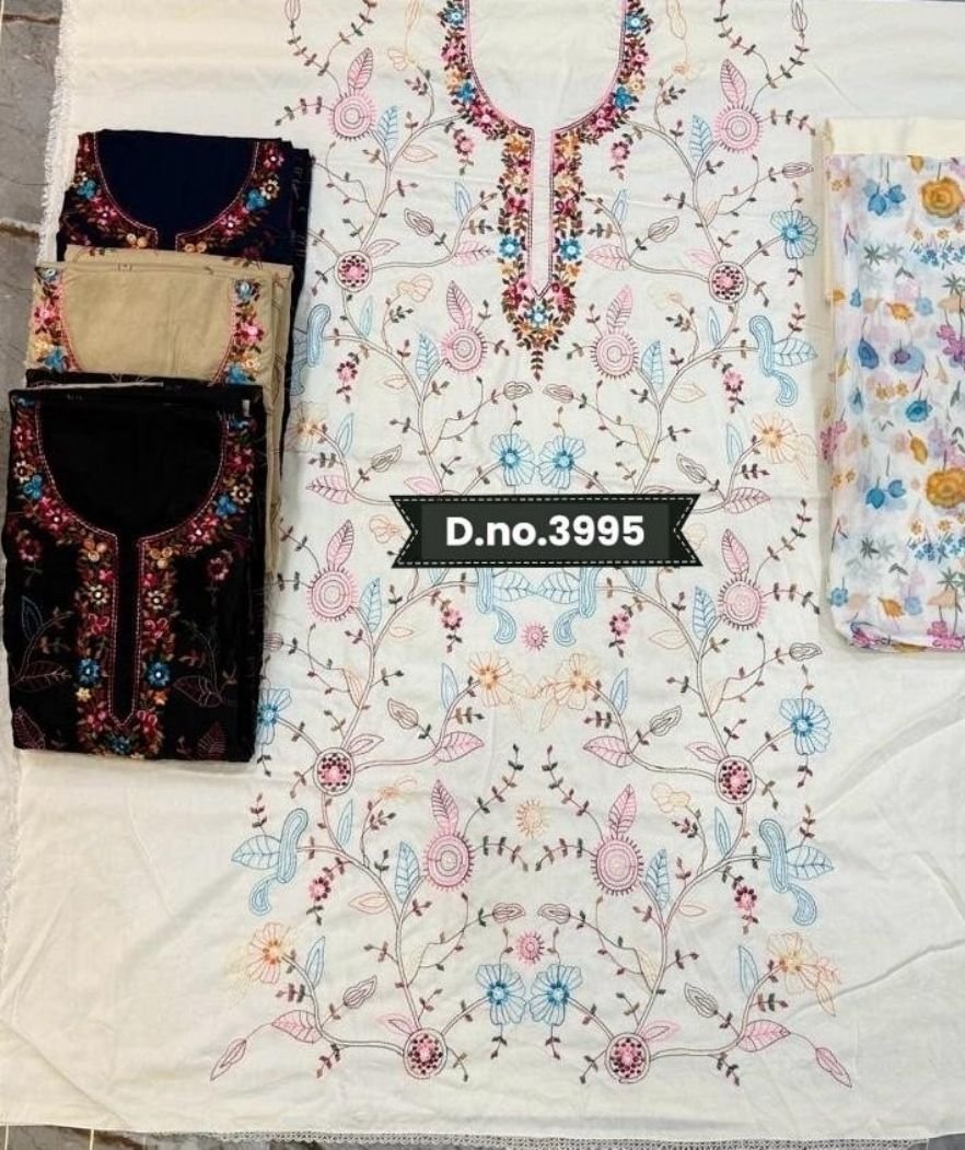 D.NO. 3811 Rayon Embroidery Work Suit