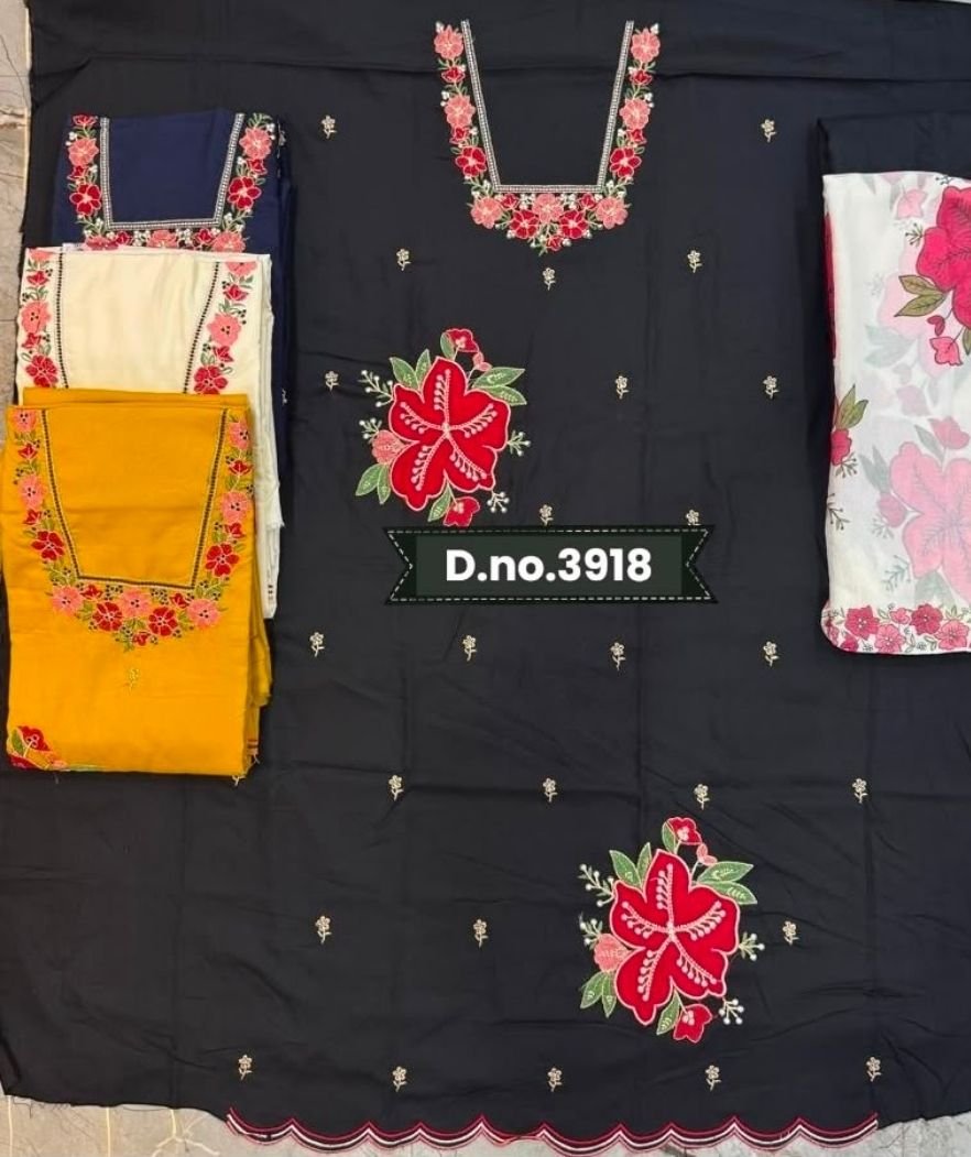 D.NO. 3818 Rayon Embroidery Work Suit